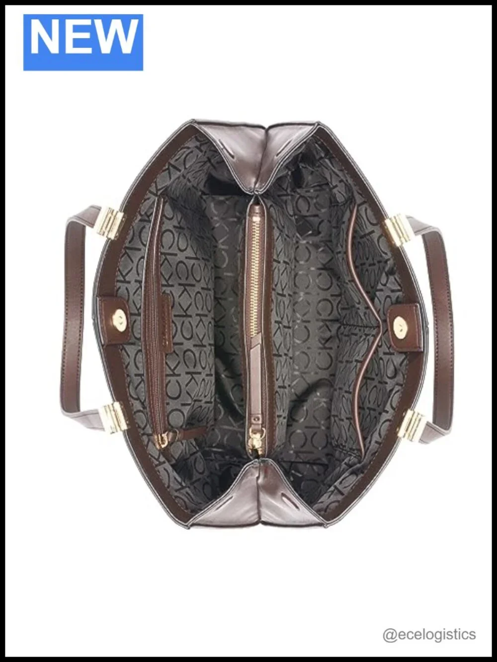 Vegan Leather Tote Bag with Magnetic Closure, 3 Pockets & Monogram